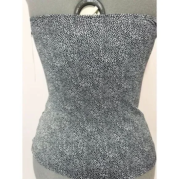 Profile By Gottex NWT Sz 14 Black White Colette V-Neck Halter Tankini Swim Top